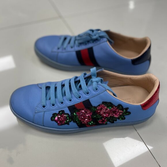Gucci Ace Blue Leather work limited edition - Picture 3 of 5